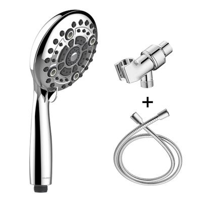 6 Functions High Pressure Chrome Water Saving Shower Mist Spray Bath Handheld Shower Head with Bracket and Hose for Bathroom