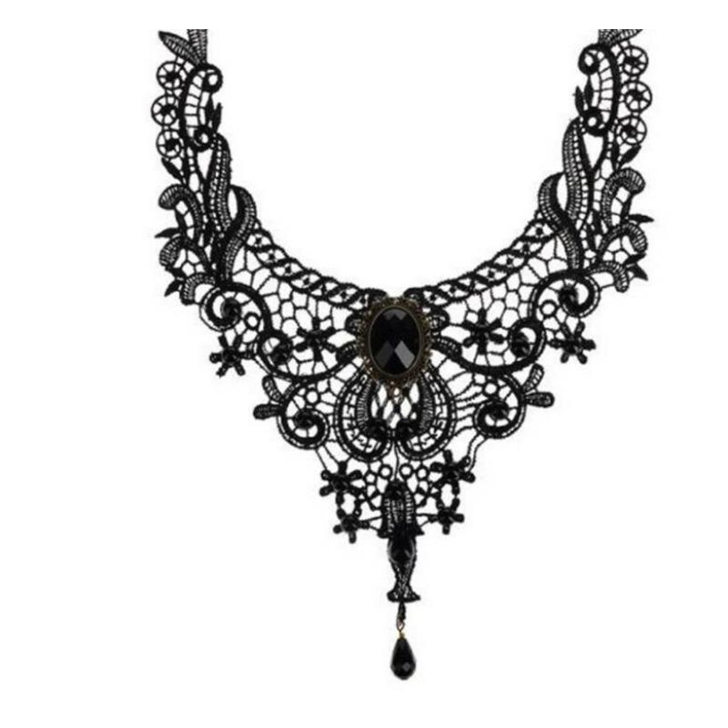 Neo-Gothic Black Sexy Lace Chokers Necklace for Women Fashion Retro Clavicle Chain Halloween Collar Y2K Decoration Jewelry Gifts