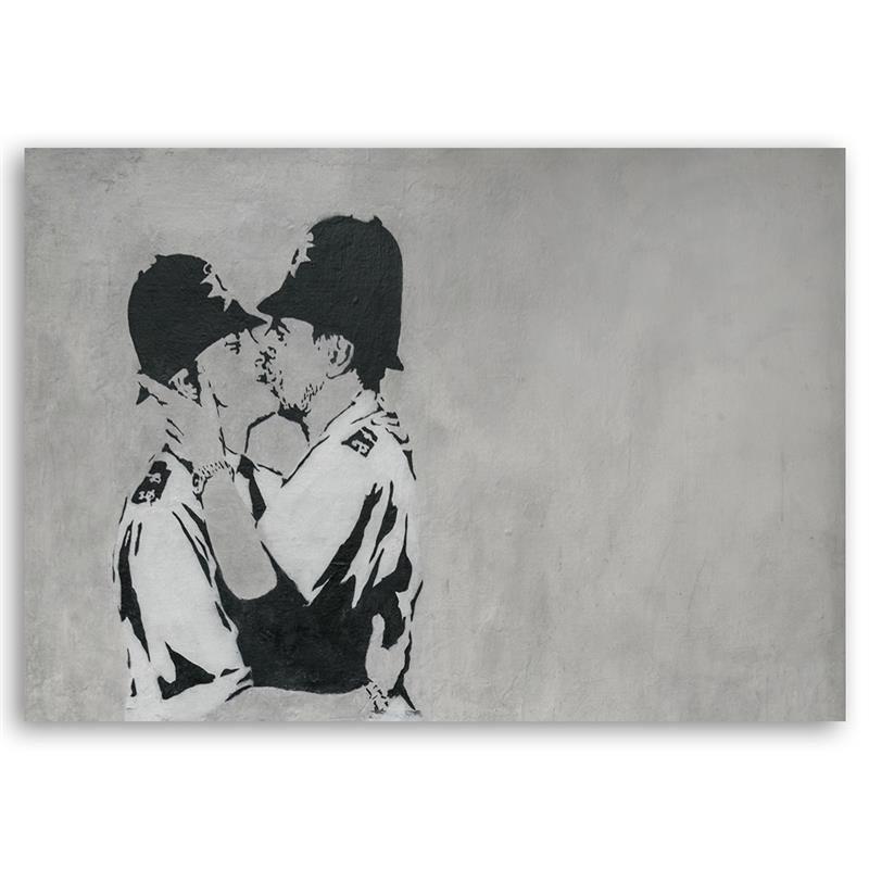 Canvas Print, Kissing Policemen Mural Banksy