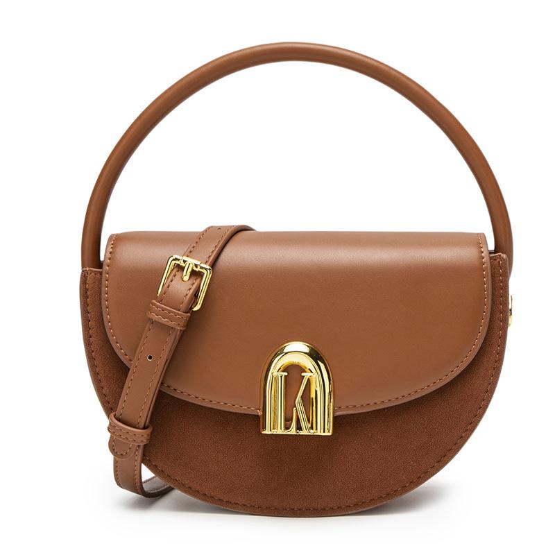 2024 Fall/Winter New Niche Design Handbag Fashionable Commuting Half-Round Bag High-End Single-Shoulder Crossbody Saddle Bag