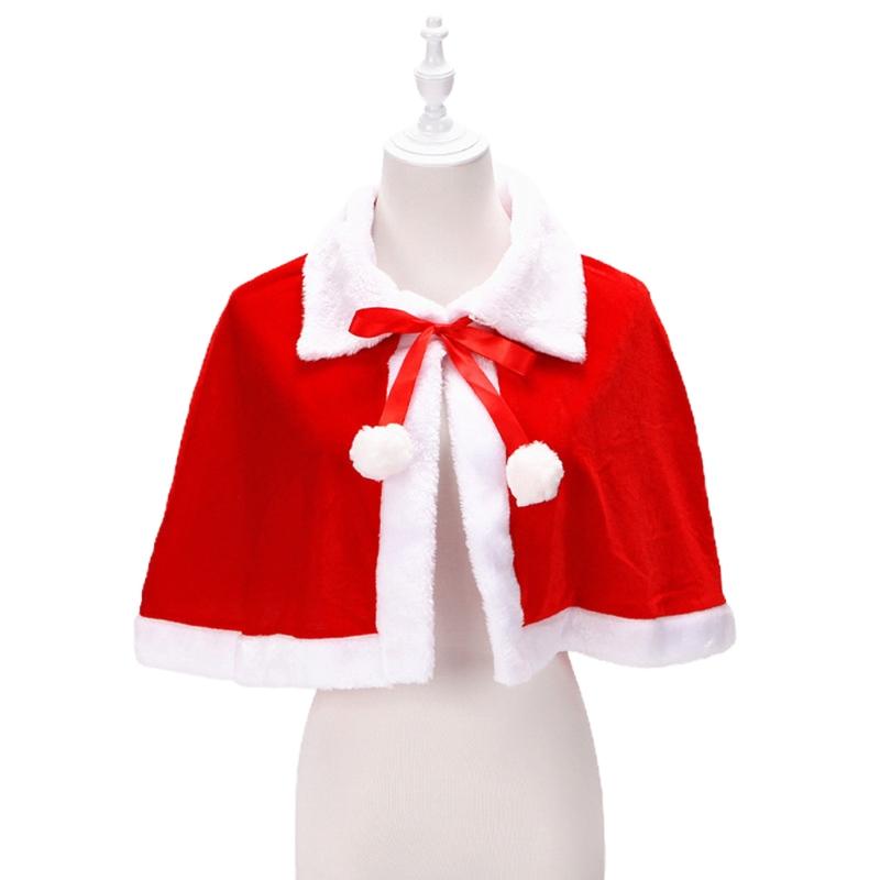 Christmas Santa Claus Party Costume Dress Up Shawl with Hat Outfit Red & White Gold Velvet 3 Type Optional for Adult Kid
