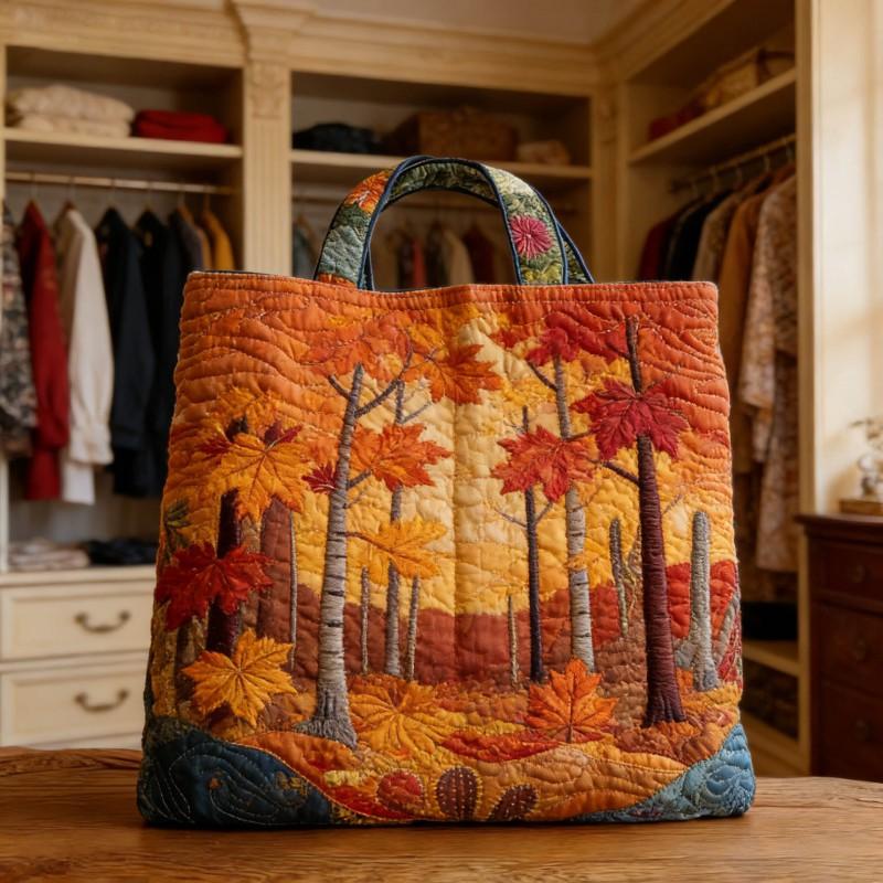 Floral Print Quilted Tote Bag - Shoulder Hand Carry Medium Size Street Style