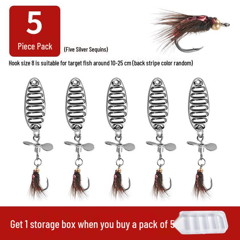 Micro Sequins Casting Iron Fly Fishing Hook Set for Minnows, White Stripes, Crucian Carp, and Freshwater Fish Lures
