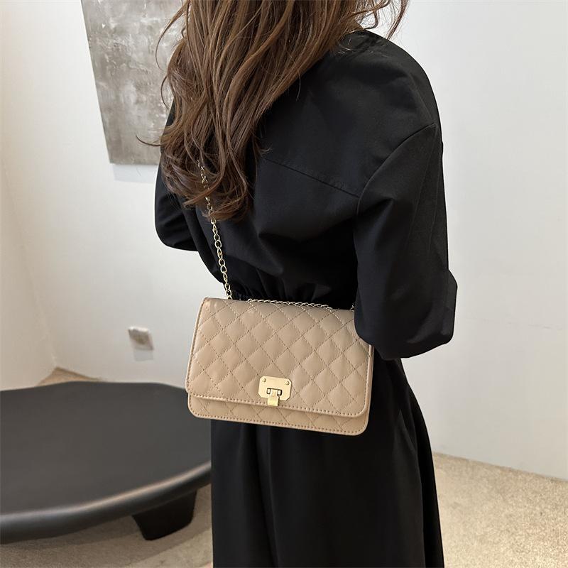 Classic diamond plaid chain bag 2025 autumn and winter versatile embroidered small square bag casual fashion one-shoulder crossbody bag women's bag