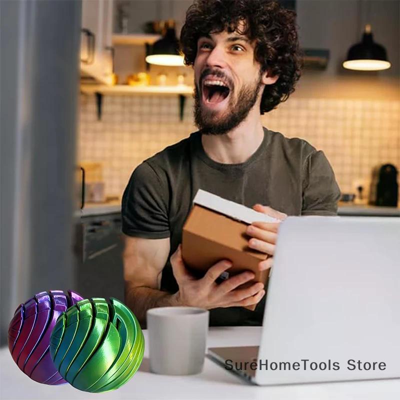 3D Printed Slime Ball Fidget Toy Twistsphere Gear Liquid Flow Rotating Anxiety Relief Office Adults Kids Stress Toy