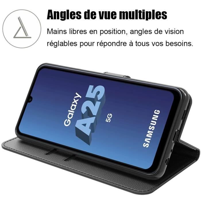 Coque de protection - Samsung - Galaxy A25 5G - Cuir Synthétique - Antichoc - Porte-Cartes