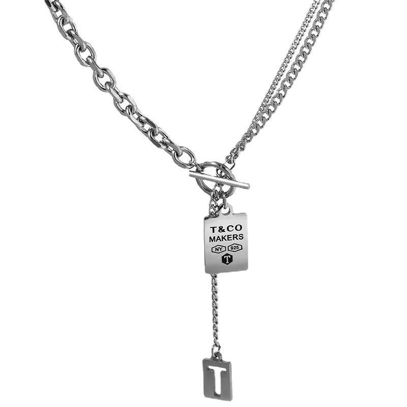Autumn and winter niche design sweater chain male trendy hip hop versatile neutral accessories long titanium steel sweater necklace female