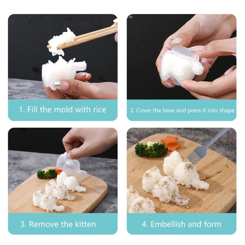 Set of 2 Cute Cats Shaped Rice Molds for Fun Meal Preparation Animal Shape Sushi Mould Mashed Potato Baking Supplies