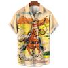 Western Denim Shirt For Men 3d Printed Oversized Hawaiian Sweatshirt Casual Short Sleeved V-Neck Men'S Clothing Street Daily Top