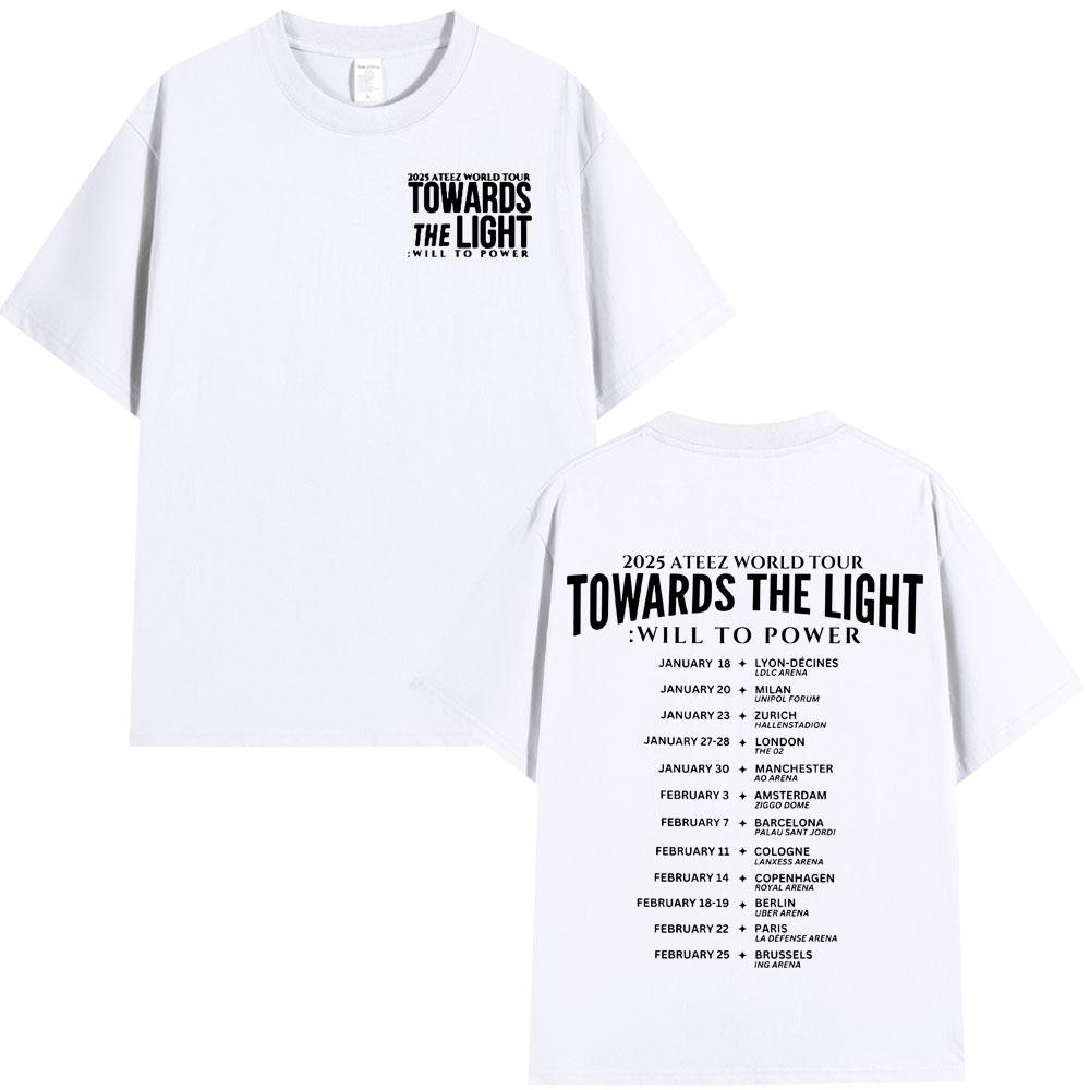 2025 Světové turné Ateez Směrem ke světlu: Will To Power Tričko Pánské Dámské Bavlněná trička Módní Korejské Kpop Tričko Streetwear