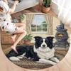 The puppy on the carpet Round Area Rug,Carpet Rug for Living Room Bedroom Sofa Playroom Decor,Non-slip Floor Mat