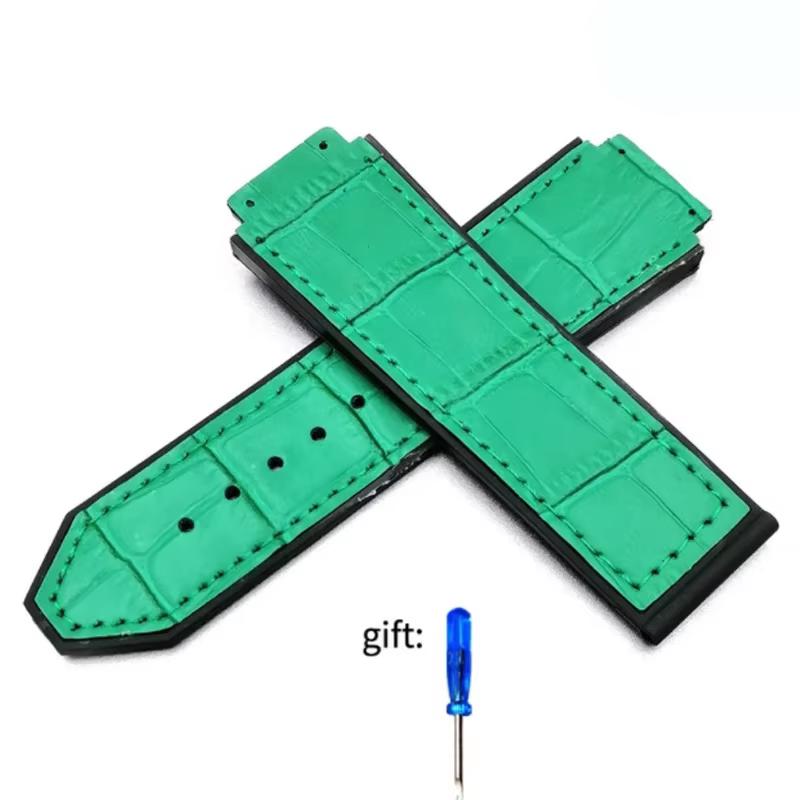 Genuine leather Watch Strap For HUBLOT Big Bang Series Bottom silicone Watch Bracelet 25mm-19mm Men's Accessories