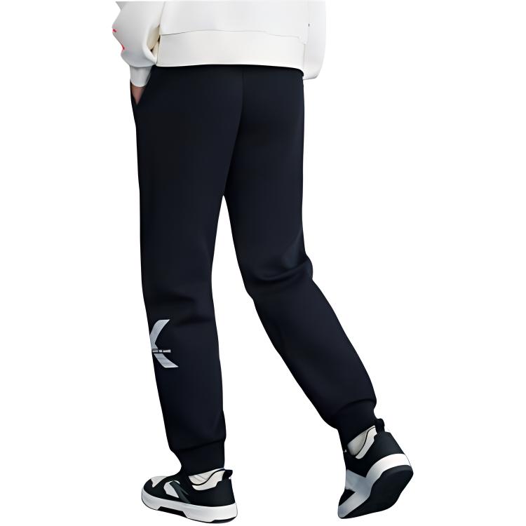 Anta KT Series Color Block Mid Waist Loose Cuff Knit Sports Pants Men Bottoms Basic-Black 152411333-2