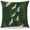 Japanese Emerald Green White Crane Bird Pillow Covers 18x18, Japandi Home Decor, Traditional Oriental Asian Minimalist Birds Pillow Cover Pillowcase