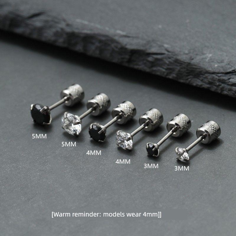 

Four-Claw Zircon Stud Earrings for Men Handsome Ins Style Niche Temperament Fancy Trendy Personalized Earrings 2025 New Arrival Black 5mm single