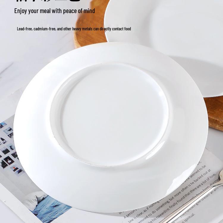 Set of 2 Large 10-Inch Ceramic Dinner Plates - Versatile Flat Plates for Vegetables, Western Cuisine, and Steaks