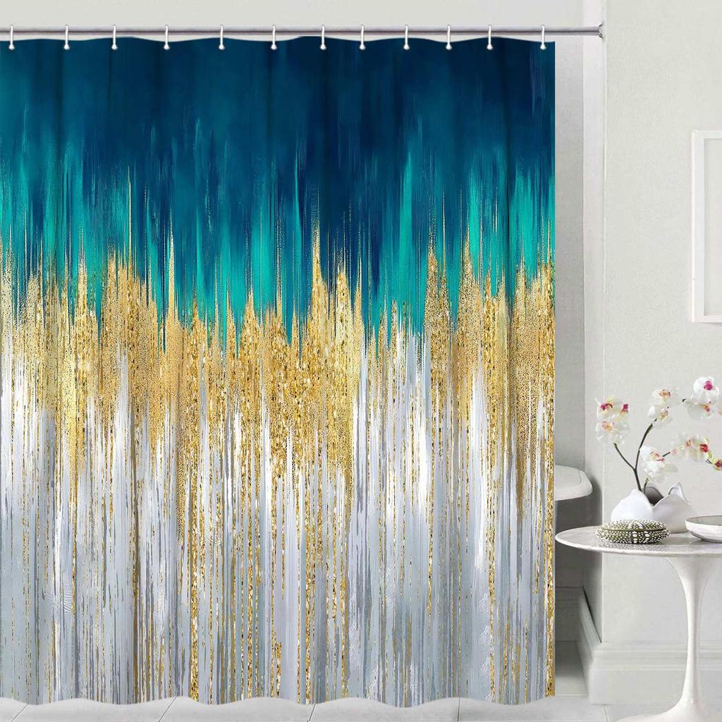 Abstract Shower Curtain Modern Bathroom Shower Curtain Set Beach Aesthetic Stripes Contemporary Minimalist Painting Fabric Shower Curtain Curtain