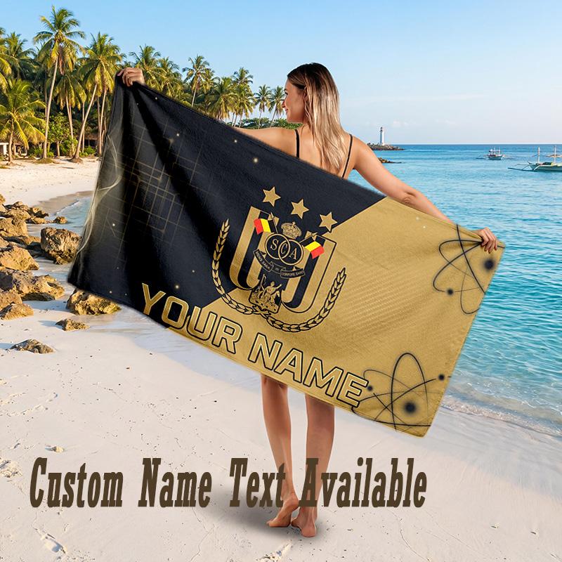 Anderlecht FC logo Design Beach Towel Custom Text Large Towel for Beach Vacation