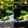 Solar LED Lights Statues Garden Decor Frog Umbrella Waterproof Resin Sculpture Cute Funny Creative
