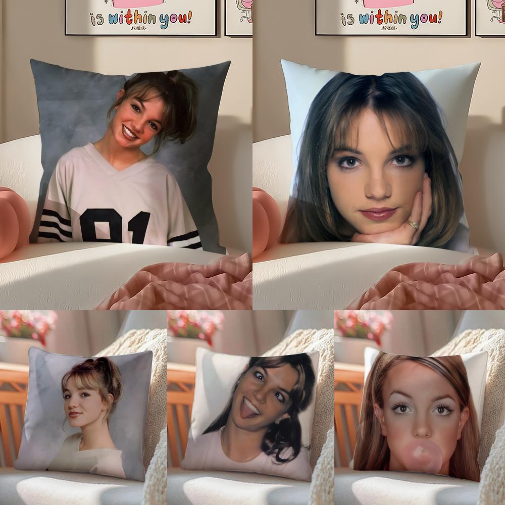 Singer BBritneyS Spears Cushion Cover Pillowcase Short Plush Invisible zipper Room Sofa Cushion Cover