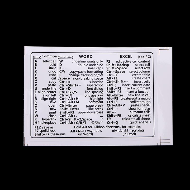 5 buc. Autocolant de referință pentru tastatură Windows/Word, Autocolant cu scurtături de computer, Autocolante adezive detașabile pentru ghid rapid de referință pentru tastatură
