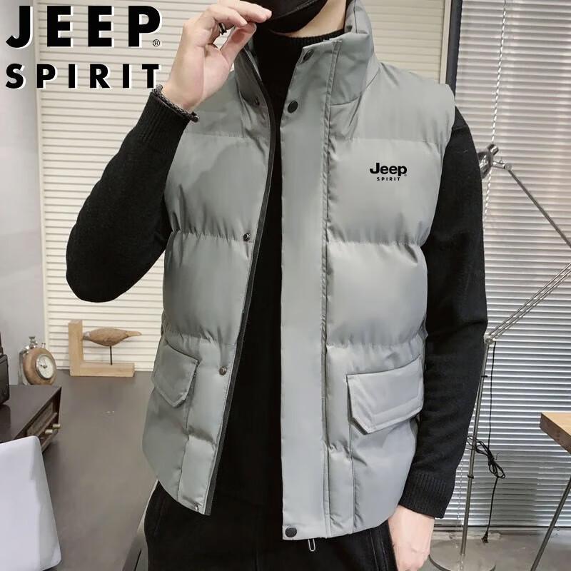 

JEEP SPIRIT Men s Casual Stand Collar Padded Vest 4XL