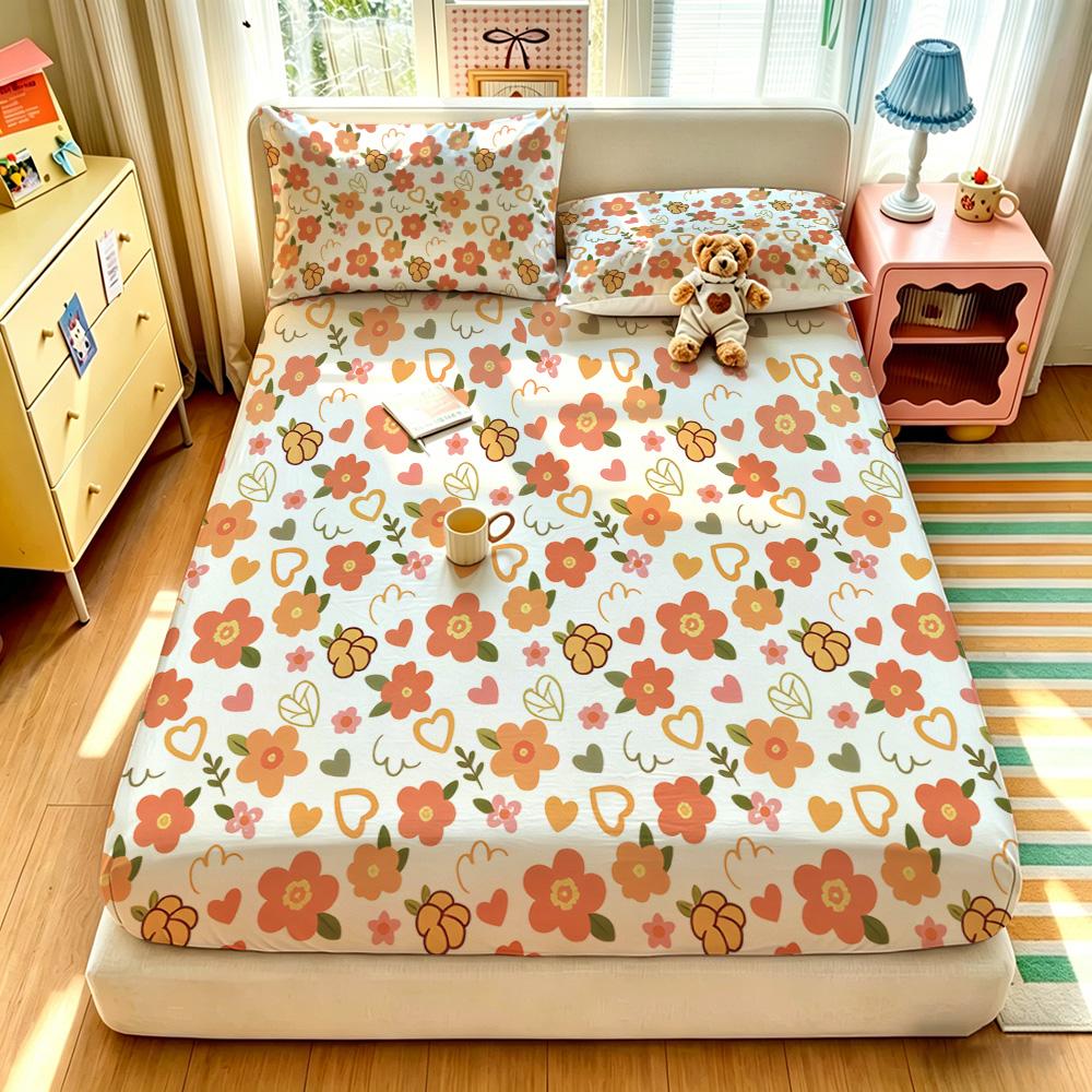 3pcs Colorful Floral Printed Coreless Bed Sheet Set, Multi Size Soft Bed Cover, Bedroom Bedding, Gift Decoration