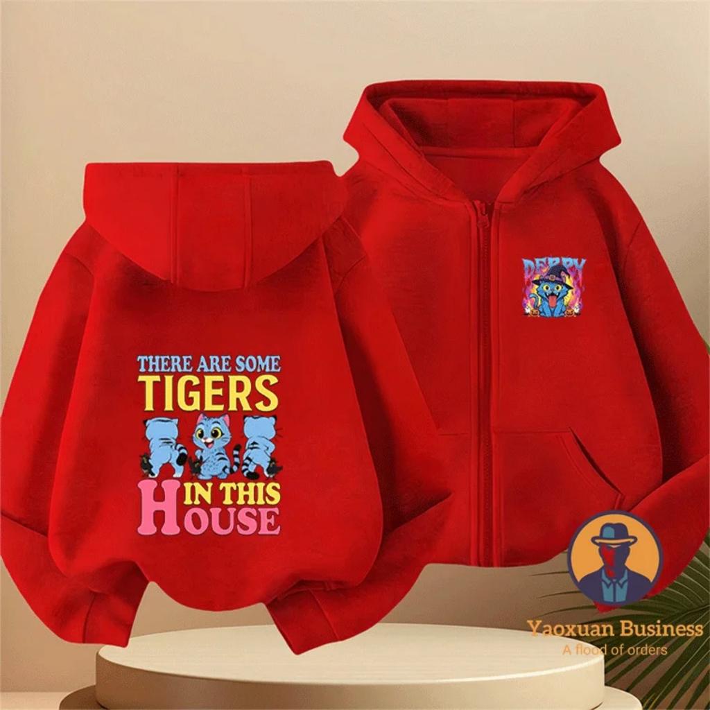 Fashionable KPop Demon Hunters Kids Boys Little Girls Zip Up Hoodie Cute Printed Cartoon Warm Windproof Autumn Winter Fashion