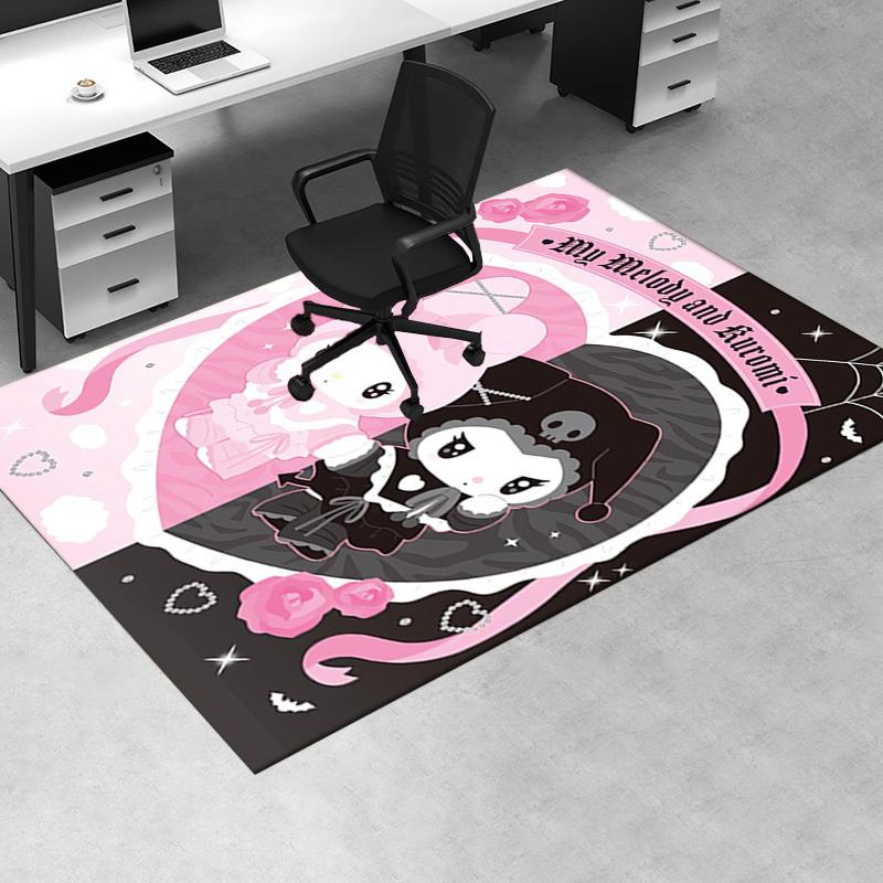 1pc My Melody and Kuromi Cute Cartoon Character Office Desk Mat Under Chair Rug Gift Universal Anti-Slip Floor Mat for Home Decorative Carpe