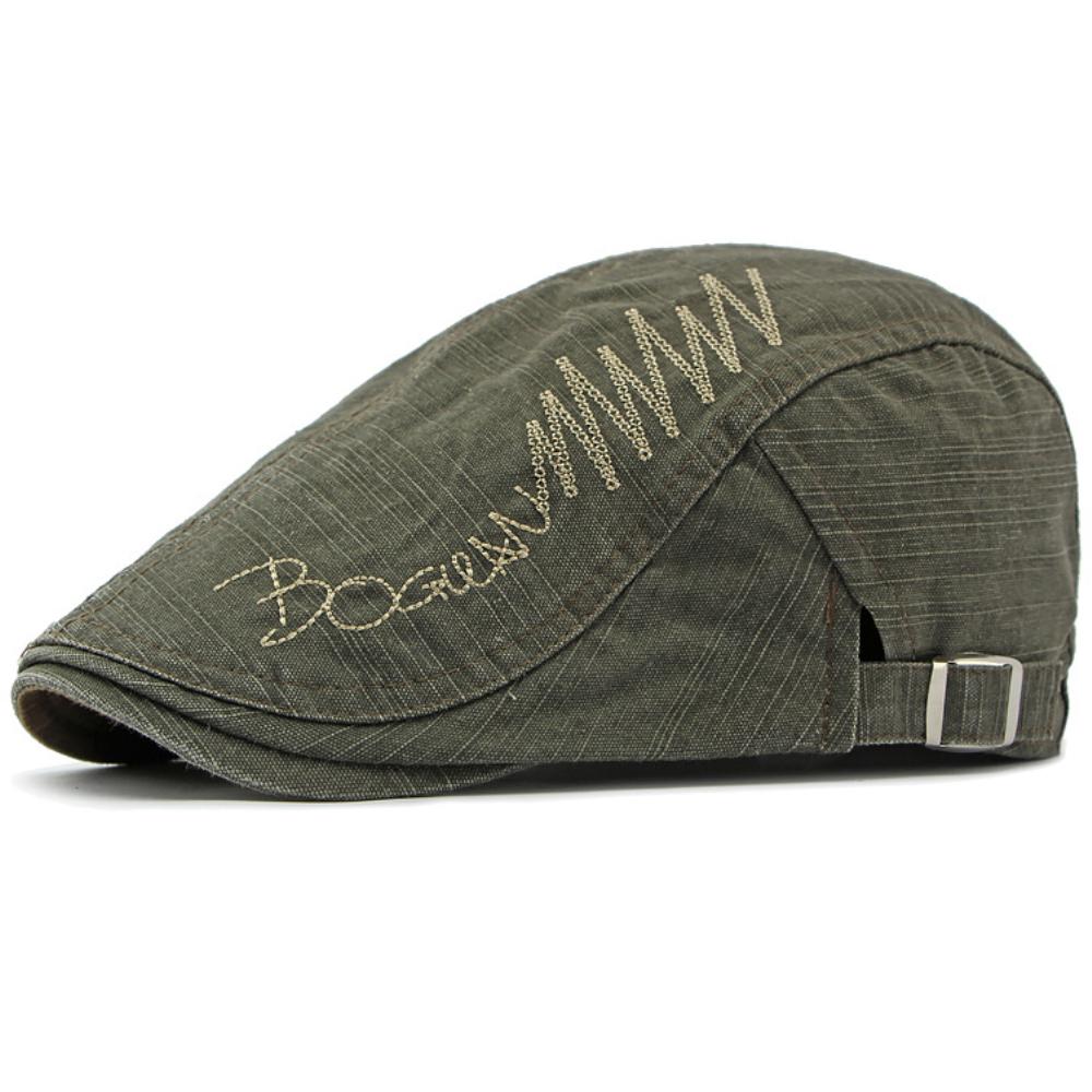 

HT4293 Beret Spring Summer Autumn Cap Men Hat Cotton Flat Cap Women Artist Painter Beret Hat Male Female Beret Caps 55-60cm Adjustable армія зелений колір