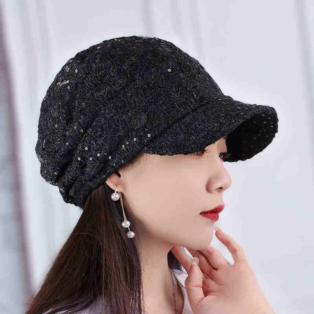 Embroidery Women Baseball Cap Breathable Turban Beanies Hat Flower Beanie Cap  Autumn Summer