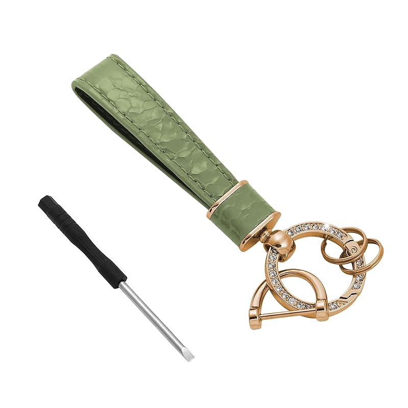 

[tonecraft] key ring Elegant simple orthodox bag charm Popularity Fashionable cute microfiber leather Sparkling gold (green)