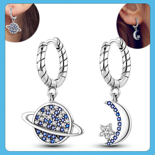 

Срібні подвійні сережки-кільця 925 проби, блискучі сережки-гвоздики, подарунок для жінок, ювелірні вироби на заручини, ювілей