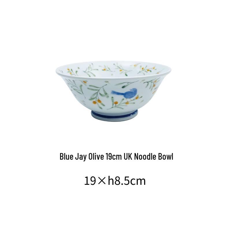 Керамическая миска для лапши Yougu Kiln Синий Воробей Оливковый