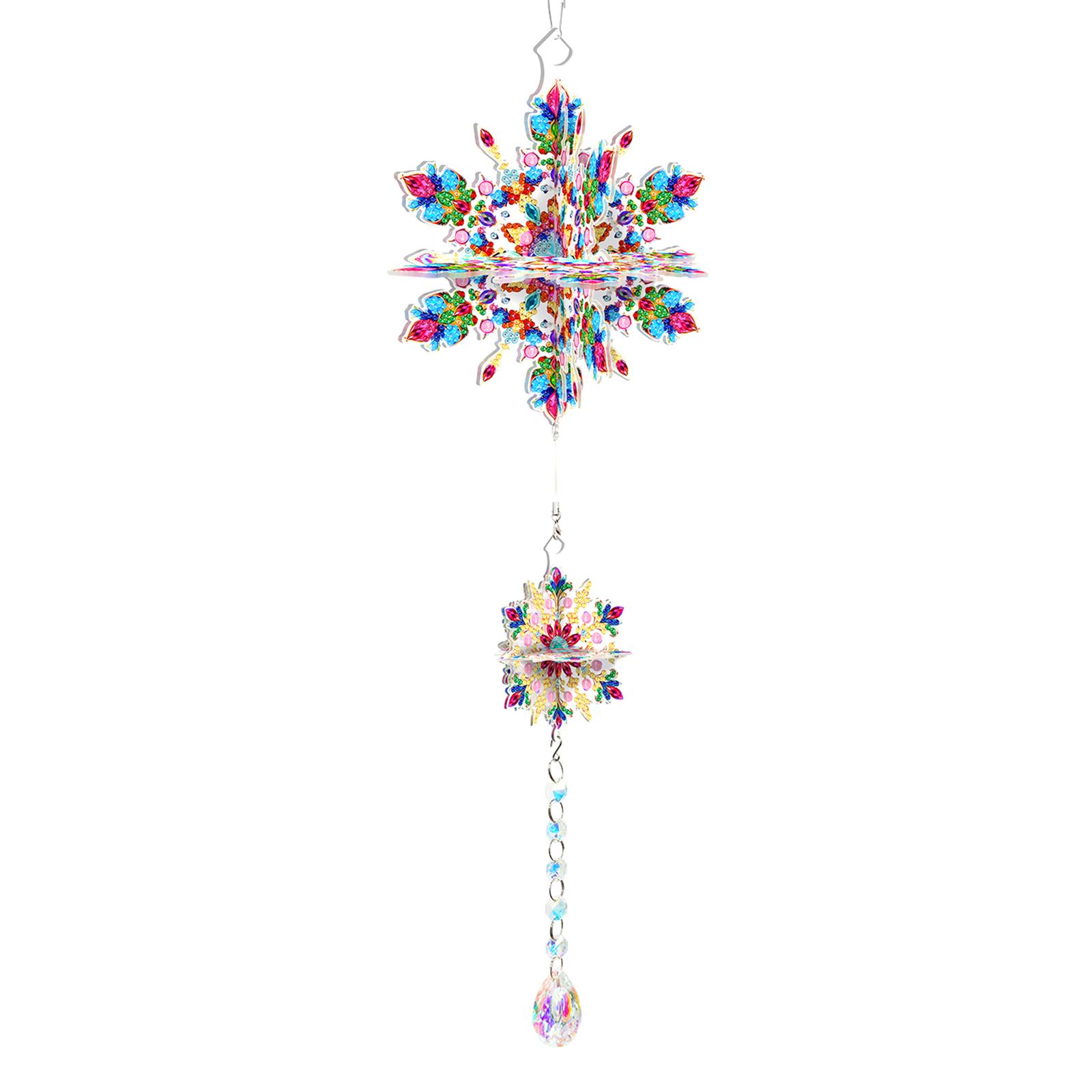 

Mandala DIY Acrylic Diamond Painting Hanging Ornament with Crystal Pendant for Adults Beginners Gift Home Garden Decor