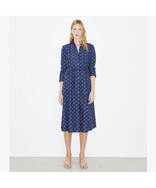 Tolibeochi Printed Cotton Shirt Dress - Blue Paisley