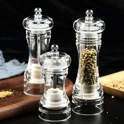4/5/6/8 palcový mlýnek na pepř, akrylový sůl, pepřenka, nastavitelná hrubost keramickým rotorem, kuchyňské příslušenství, kuchyňské nářadí