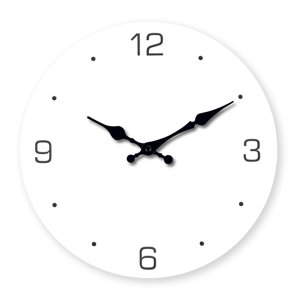 Modern Minimalist White Pattern Wooden Wall Clock for Bedroom, , Home Decoration, Silent Quartz Clock, , (No Battery)