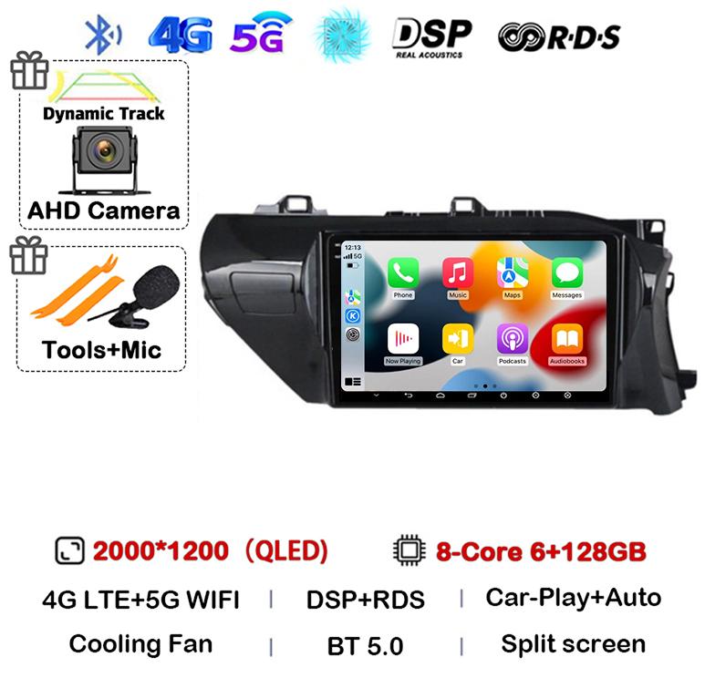 Android 14 Carplay Auto WIFI Car Radio For Toyota HILUX REVO VIGO IMV 2016  2017 2018 2019 2020 RHD GPS Multimedia Player Stereo
