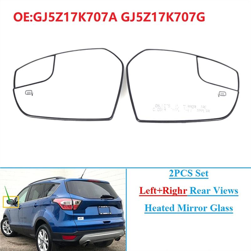 Heated Rear View Mirror Glass Lens 2PCS Set Left+ Right For Ford Escape 2017-2018 GJ5Z17K707A GJ5Z17K707G