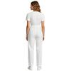 Women Scrubs Rompers Short Sleeve Front Big Patch Pockets Back Zipper Straight Wide Leg Jumpsuit Workwear for Doctor Nurse Medical Staff