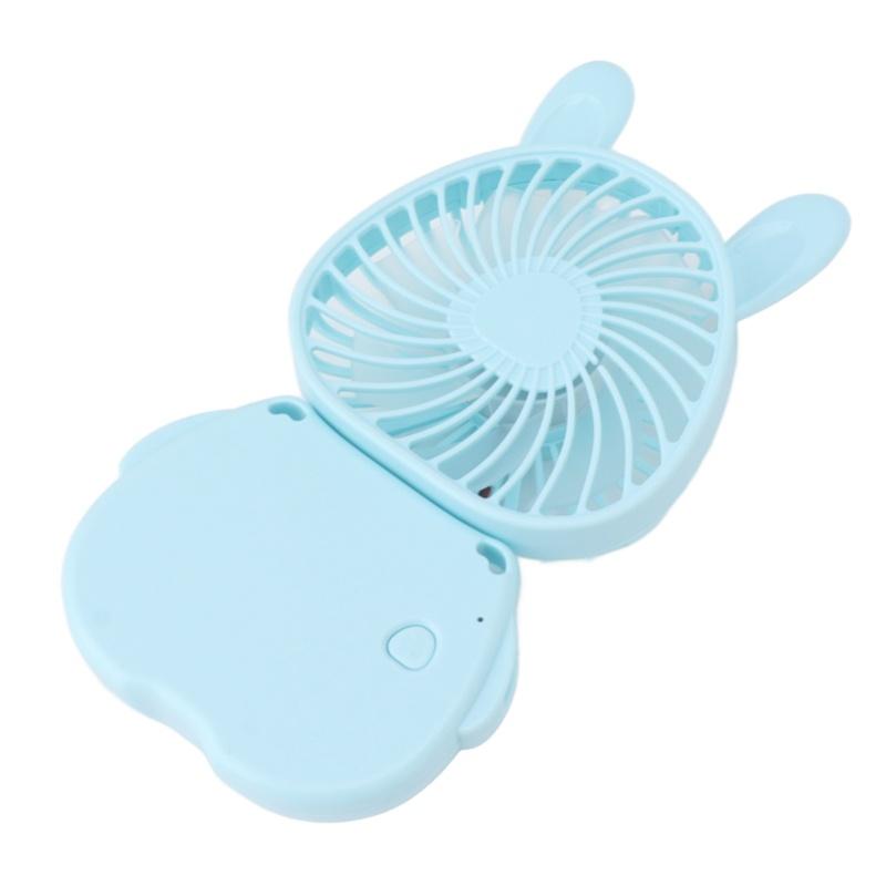 Portable Neck Hanging Fan Foldable USB Rechargeable Mini Handheld Cute Bunny Desk Fan With Lanyard For Office Outdoor White