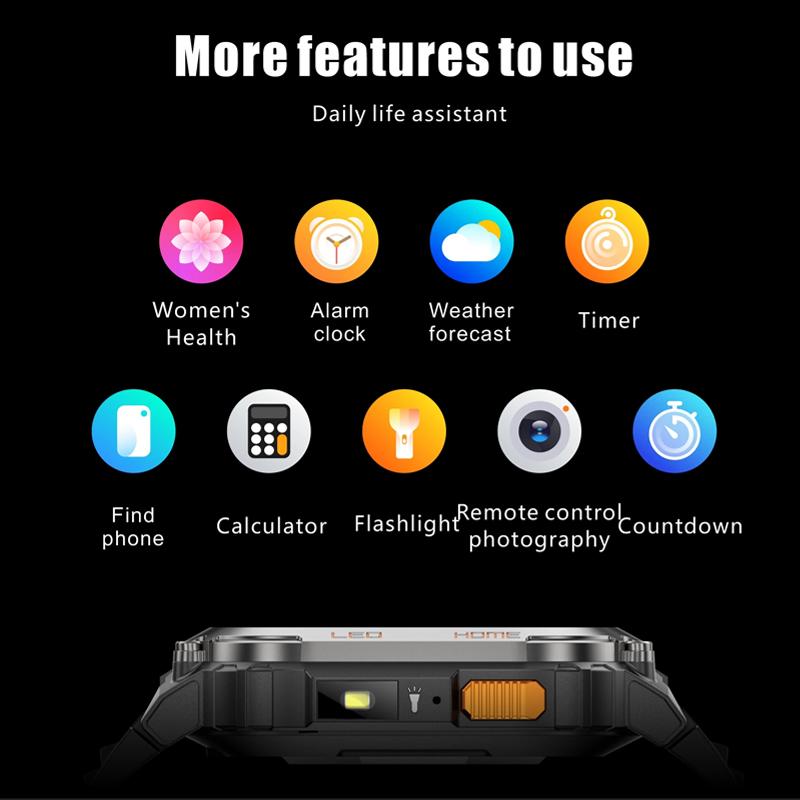 SACOSDING GPS Tracker Smart Watch IP68 Waterproof 2.01-inch HD Display Compass 630mAh Battery Heart Rate BT Call Outdoor Sport Smart Watch