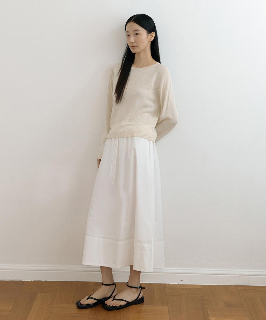 Lingseoul Cotton Full Long Skirt-Ivory