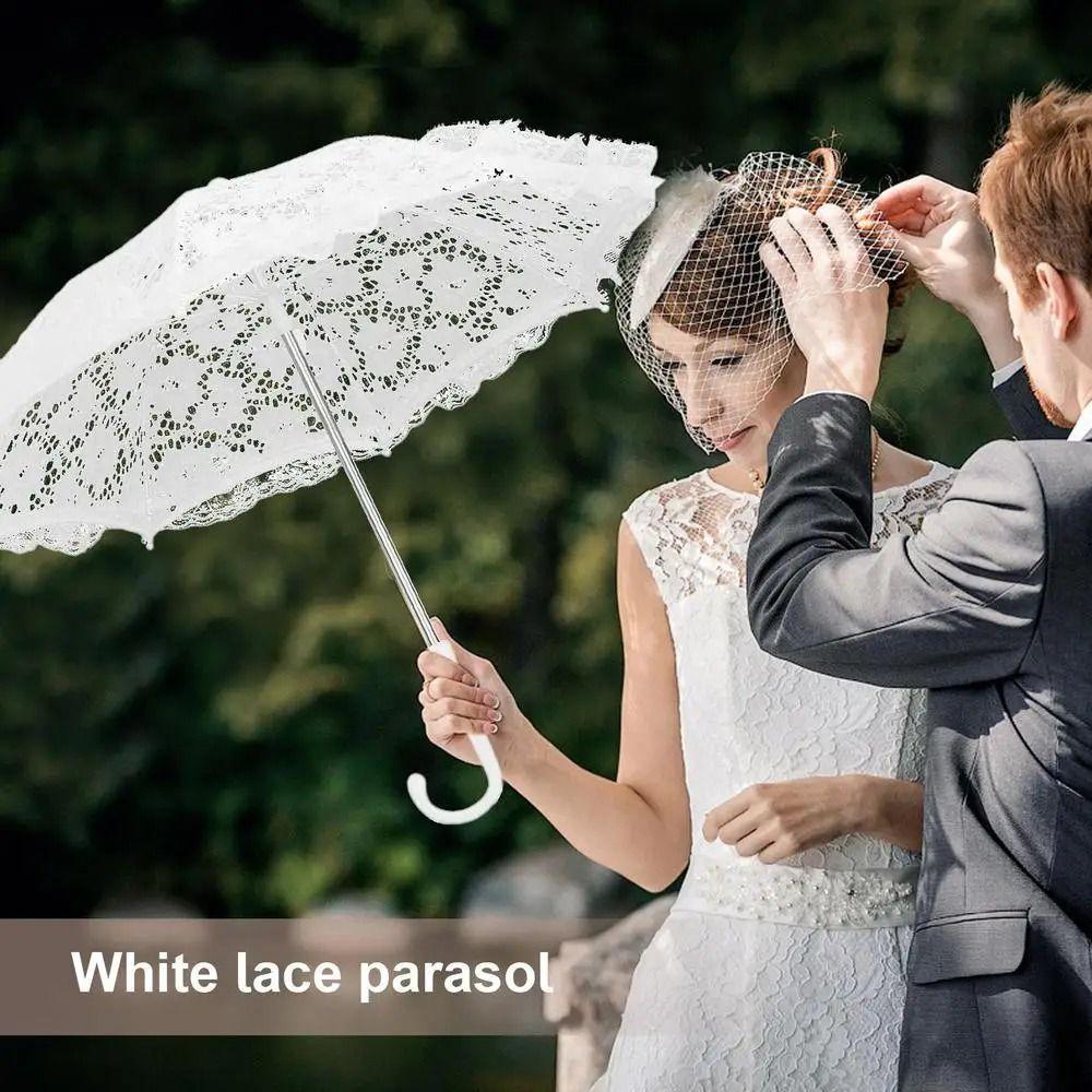 Hollowed Out Women's Lace Umbrellas Elegant Lace Wedding Decoration Props Wedding Party Supplies