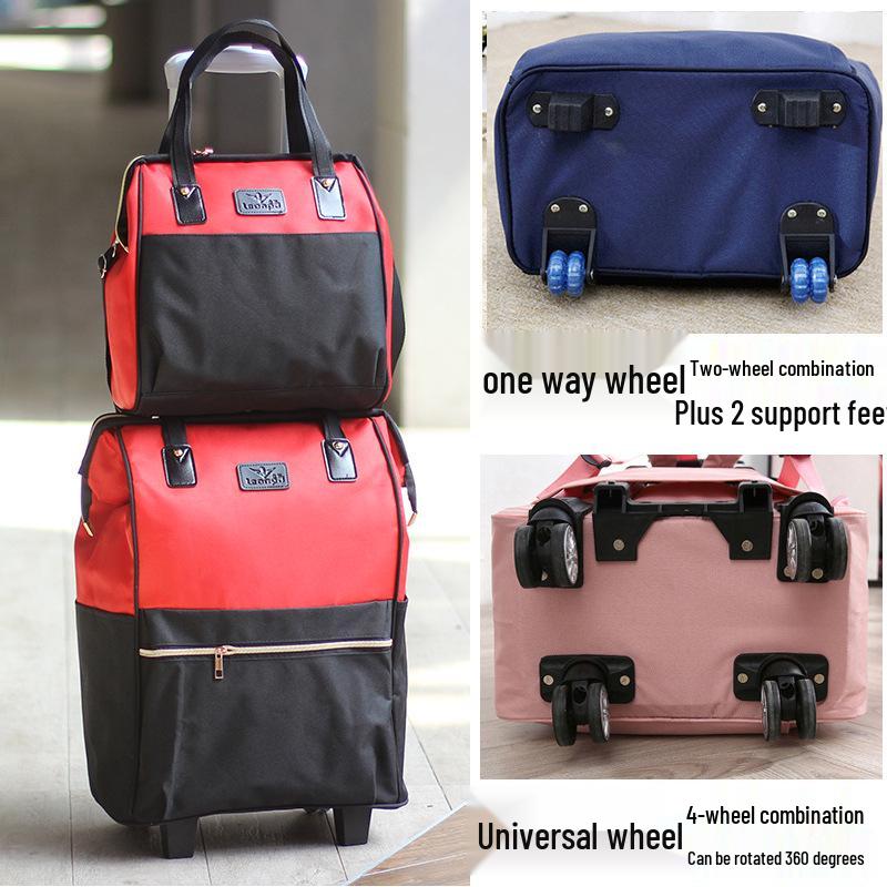 Lightweight Universal Wheeled Backpack: Large Capacity, Double Shoulder, Handheld, Travel-Friendly Luggage Bag