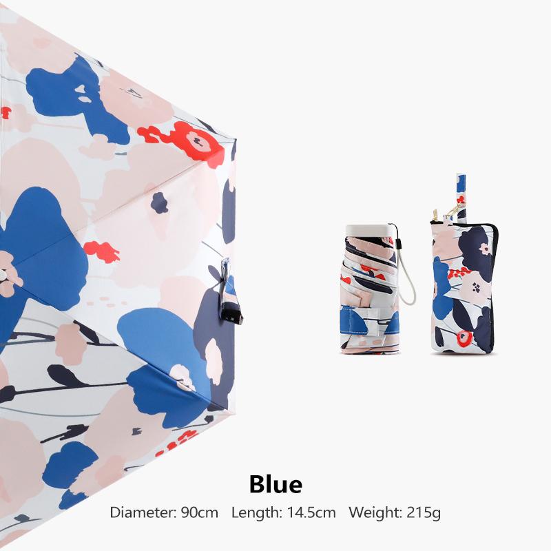 

Новый 14 см мини-шести складной женский маленький портативный зонт от солнца анти-УФ чехол для хранения карманные зонты солнцезащитный крем зонтик 6K синий