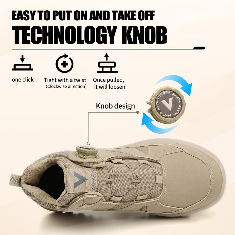 Rotating button Men's safety boots Work Shoes Puncture-Proof Steel toe shoes Non-slip Protection Shoes High top Security Boots