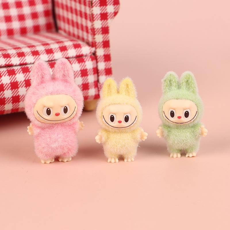 1Pc Kawaii Toys Gift Cartoon Labubu Standing Posture Series Mini Flocking Exquisite Cute Doll Diy Pendant Accessories Decoration