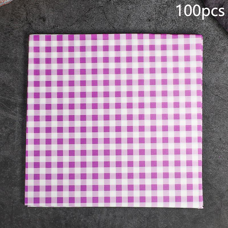 7 Colors Wax Paper Sheets For BBQ Picnic Festival Party Fast Food 100Pcs Greaseproof Paper Liners Sandwich Wrapping Paper